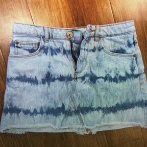 Blue Tie-Dye Denim Skirt